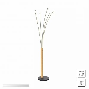 ML4767-3BMD VELDEN LAMPA PODŁOGOWA CZARNA-DREWNO/BLACK-WOOD