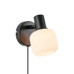 Lampa kinkiet MILFORD MINI WALL E14 BLACK/OPAL WHITE GLASS