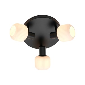 Lampa sufitowa MILFORD MINI 3-RONDEL CEILING E14 BLACK/OPAL WHITE GLASS