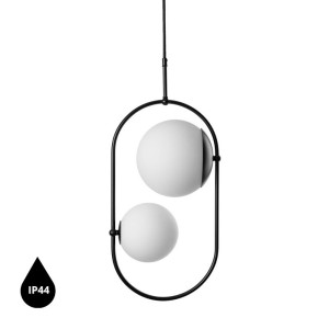 KOBAN C czarna sufitowa lampa wisząca z podwyższoną szczelnością IP44