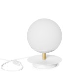 PLAAT ST biała lampa stołowa z mosiądzem