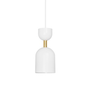 SUPURU biała sufitowa lampa wisząca z mosiężną rurką