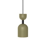 SUPURU oliwkowa sufitowa lampa wisząca z czarną rurką
