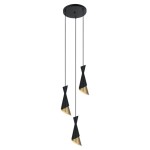 Malia - Lampa wisząca PND-85949-3 BK+GD