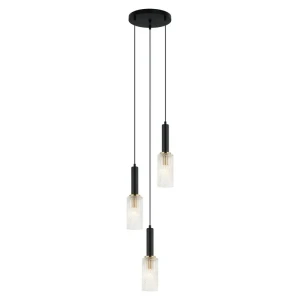 Perola - Lampa wisząca PND-43309-3 BK+BR