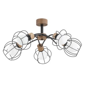 Lampa sufitowa ALFA PALOMA DREWNIANA 5xE27 | 28385
