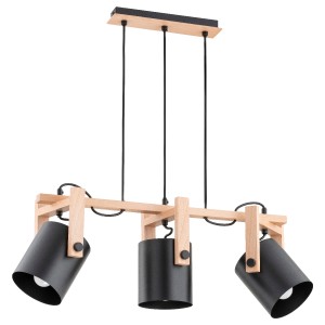 Lampa wisząca ALFA TROIS DREWNIANA 3xE27  | 63056