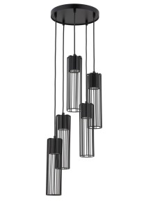 Lampa wisząca druciana tuby czarna  FOBIA 5 zwis koło 33459