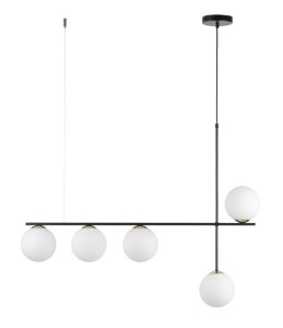 Lampa wisząca mleczne klosze czarna SILIA 5 /  33694