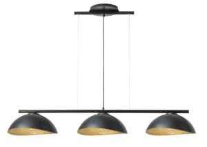 Lampa wisząca SOLAR 3 S czarna z kloszami czarno-złotymi 40579