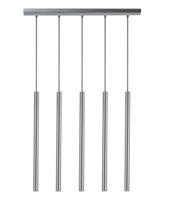 Lampa wisząca rurki sople srebrna  SOPEL 5 PROSTY 33618