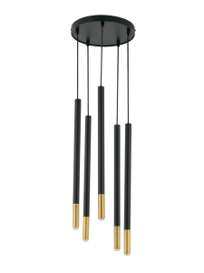 Lampa wisząca sople rurki czarno-złota SOPEL DUE 5 /  33237