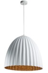 Lampa wisząca duży klosz biało-miedziana TELMA 70 32030