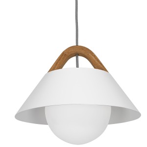 Lampa wisząca Funda white/natural wood 1xE27  /  3505