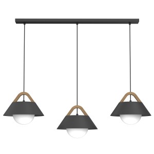 Lampa wisząca Funda black/natural wood 3xE27  /  3506
