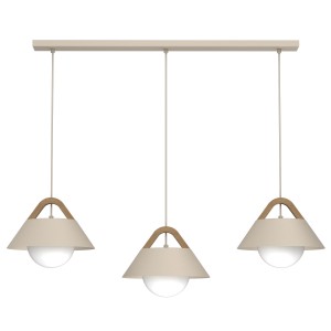 Lampa wisząca Funda beige/natural wood 3xE27  /  4204