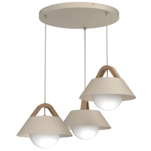 Lampa wisząca Funda beige/natural wood 3xE27  /  4205