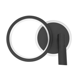 MONET lampa kinkiet koło czarny 15W LED 4000K klosz biały