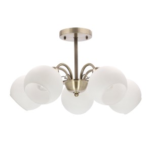 NESTOR Lampa sufitowa patynowy 5x40W E27 klosz biały /  35-34960