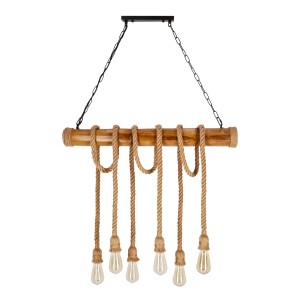 Vint lampa wisząca drewniany 6x40W E27 /  36-28693