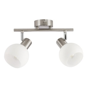 NOVO lampa sufitowa listwa satyna nikiel 2x40W E14 klosz biały