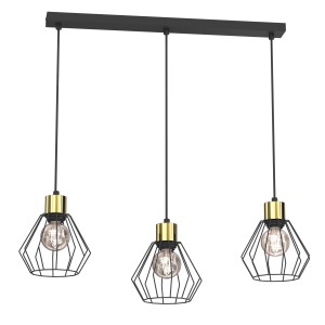Lampa wisząca Parkla basket black-gold 3xE27 / 8841