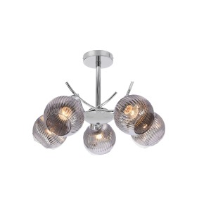 VINOTI lampa wisząca chromowy 5x40W E27 klosz grafitowy