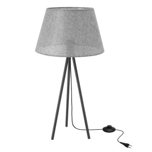 TINCO lampa stołowwa czarny 1x40W E27 abażur szary