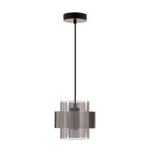 Spiega lampa wisząca czarny+satyna nikiel 1x60W E27 klosz dymiony