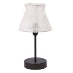 SIGALEA lampka stołowa czarny 1x40W E14 abażur biały