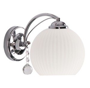 SANDRINE lampa kinkiet chromowy 1x40W E27 klosz biały