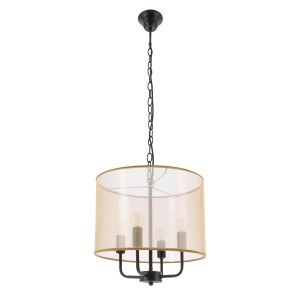 PACIFICA lampa wisząca czarny 4x40W E14 abażur złoty
