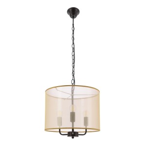 PACIFICA lampa wisząca czarny 3x40W E14 abażur złoty