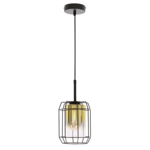 JONERA lampa wisząca czarny 1x40W E27 klosz  złoty