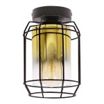 JONERA lampa sufitowa czarny 1x40W E27 klosz złoty