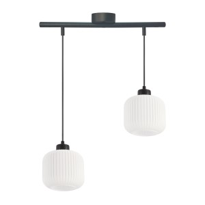ESTILO lampa wisząca czarny 2x40W E27 klosz biały