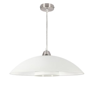 DUETTO lampa wisząca satynna nikiel 1x40W E27 klosz biały+białe paski