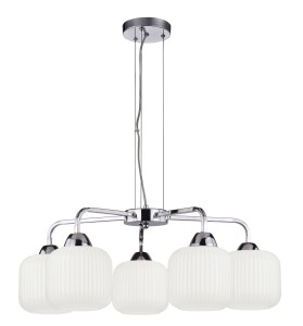 CROMADO lampa wisząca chromowy 5x60W E27 klosz biały
