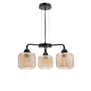 CAMPANA lampa wisząca czarny 3x60W E27 klosz bursztynowy