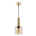 ALBERTO lampa wisząca mosiężny 1x40W E27 klosz bursztynowy