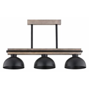 LAMPA SUFITOWA OAXA DREWNIANA & CZARNA 3xE27 /  62656