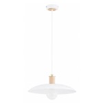 LAMPA WISZĄCA ALFA SPINER DREWNIANA & BIAŁA 1xE27 /  61554