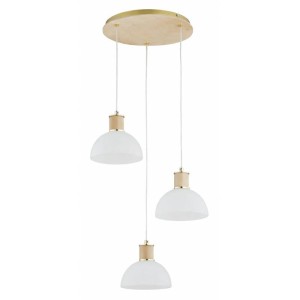 LAMPA WISZĄCA ALFA DERVENE DREWNIANA & BIAŁA & ZŁOTA 3xE27 / 62646