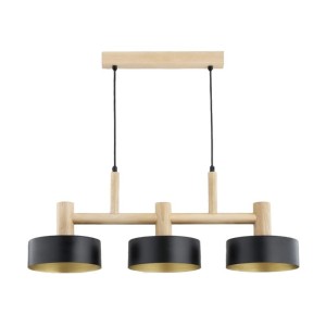 LAMPA WISZĄCA ALFA GLORY DREWNIANA & CZARNA 3xE27 / 62647