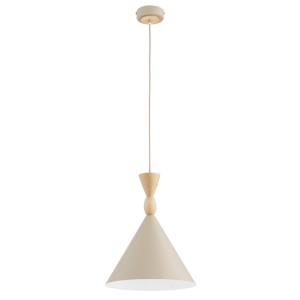 LAMPA WISZĄCA ALFA FERYT BEŻOWA & DREWNIANA 1xE27 / 61596