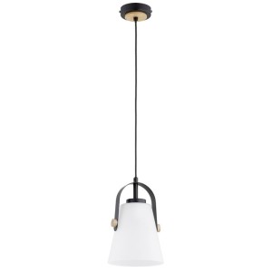 LAMPA WISZĄCA ALFA ASARI BIS CZARNA & BIAŁA & DREWNIANA 1xE27 / 61638
