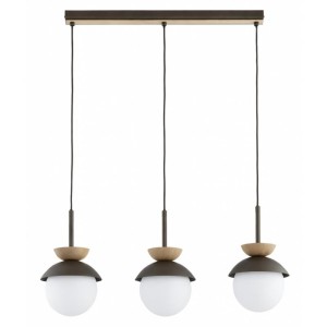 LAMPA WISZĄCA ALFA REMKE DREWNIANA & CZARNA & BIAŁA 3xE14 / 62643