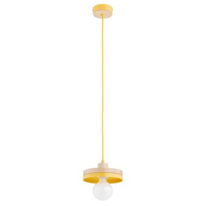 LAMPA WISZĄCA ALFA LARSO BIG DREWNIANA & ŻÓŁTA 1xE27  /  61593