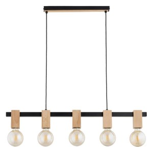LAMPA WISZĄCA ALFA MAXIM DREWNIANA & CZARNA 5xE27  / 63415