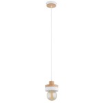 LAMPA WISZĄCA ALFA LARSO DREWNIANA & BIAŁA 1xE27 /  61541